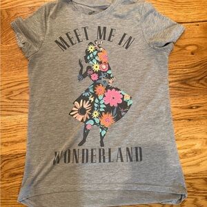 Disney Gray Wonderland Floral Tee